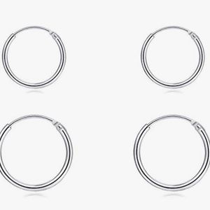 Silver hoop earrings- 4 pair